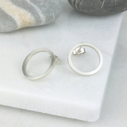FLAT OPEN CIRCLE SILVER EARRINGS - Genevieve Broughton